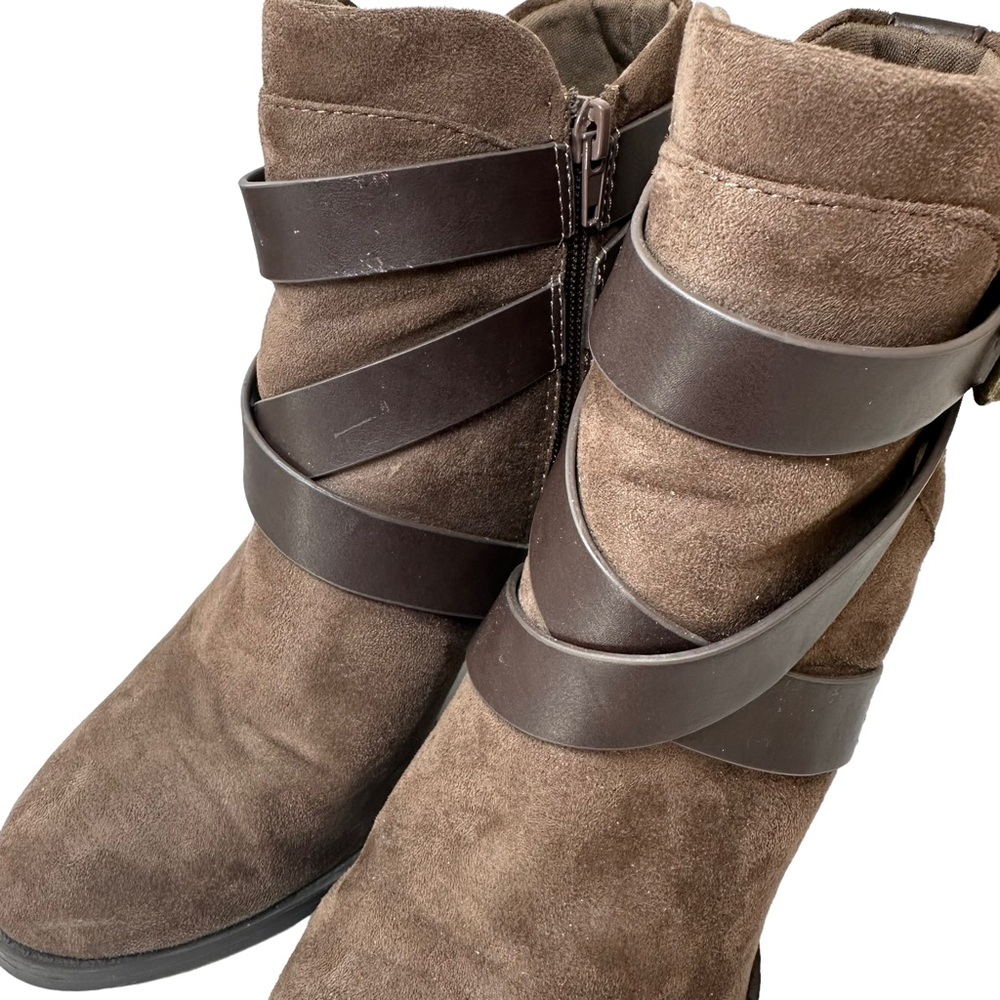 Charlotte Russ Brown Block Heel Ankle Boots Women’s 9.5 Faux Suede Faux Leather - Picture 8 of 11